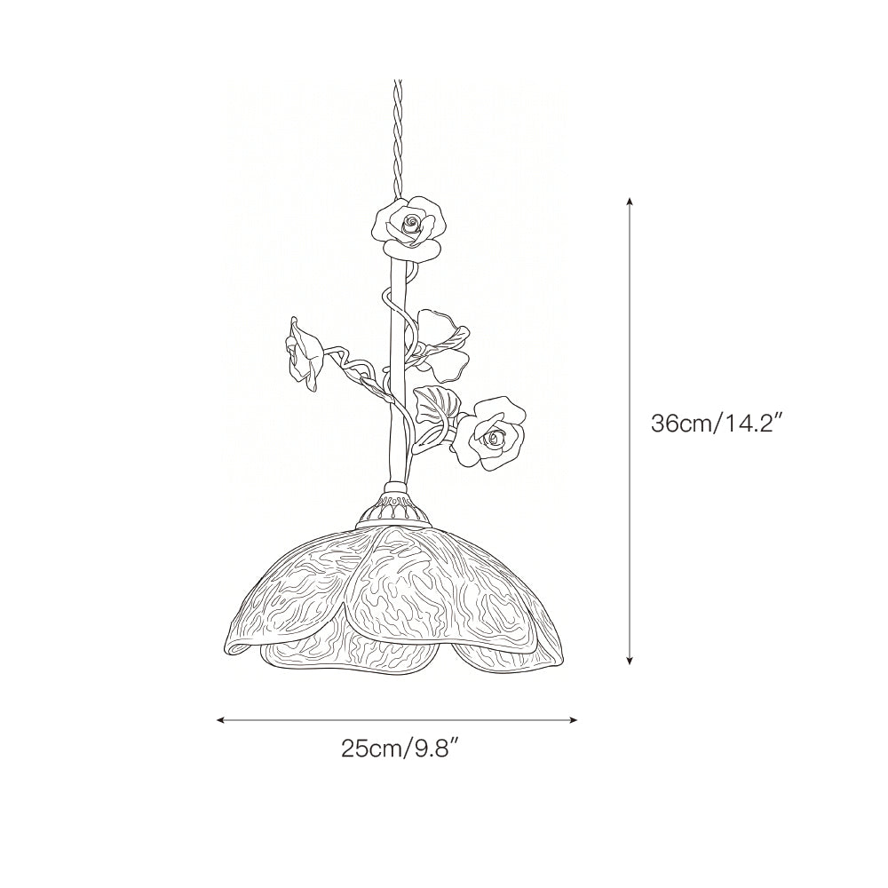 Heirloom Glass Rose Pendant Lamp