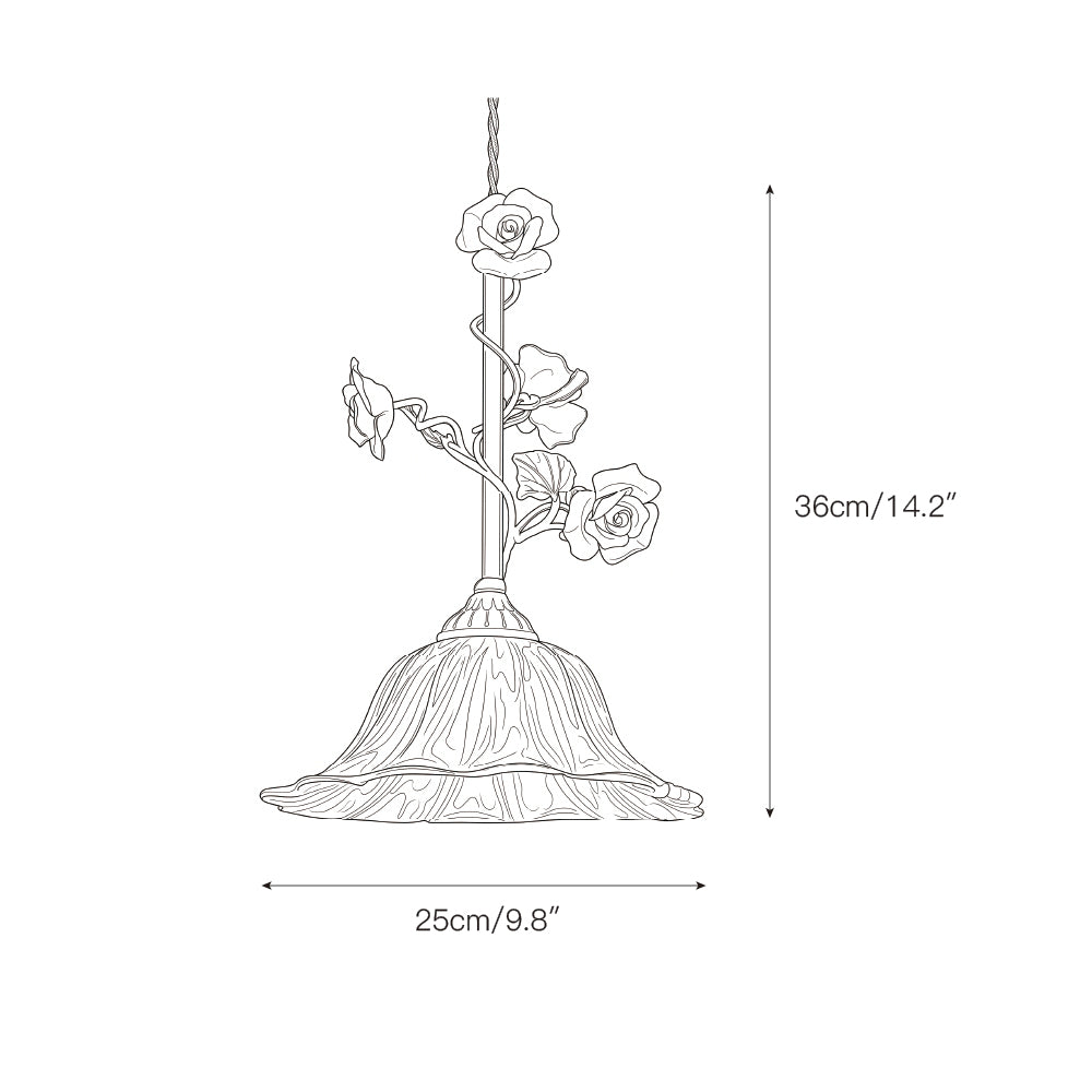 Heirloom Glass Rose Pendant Lamp