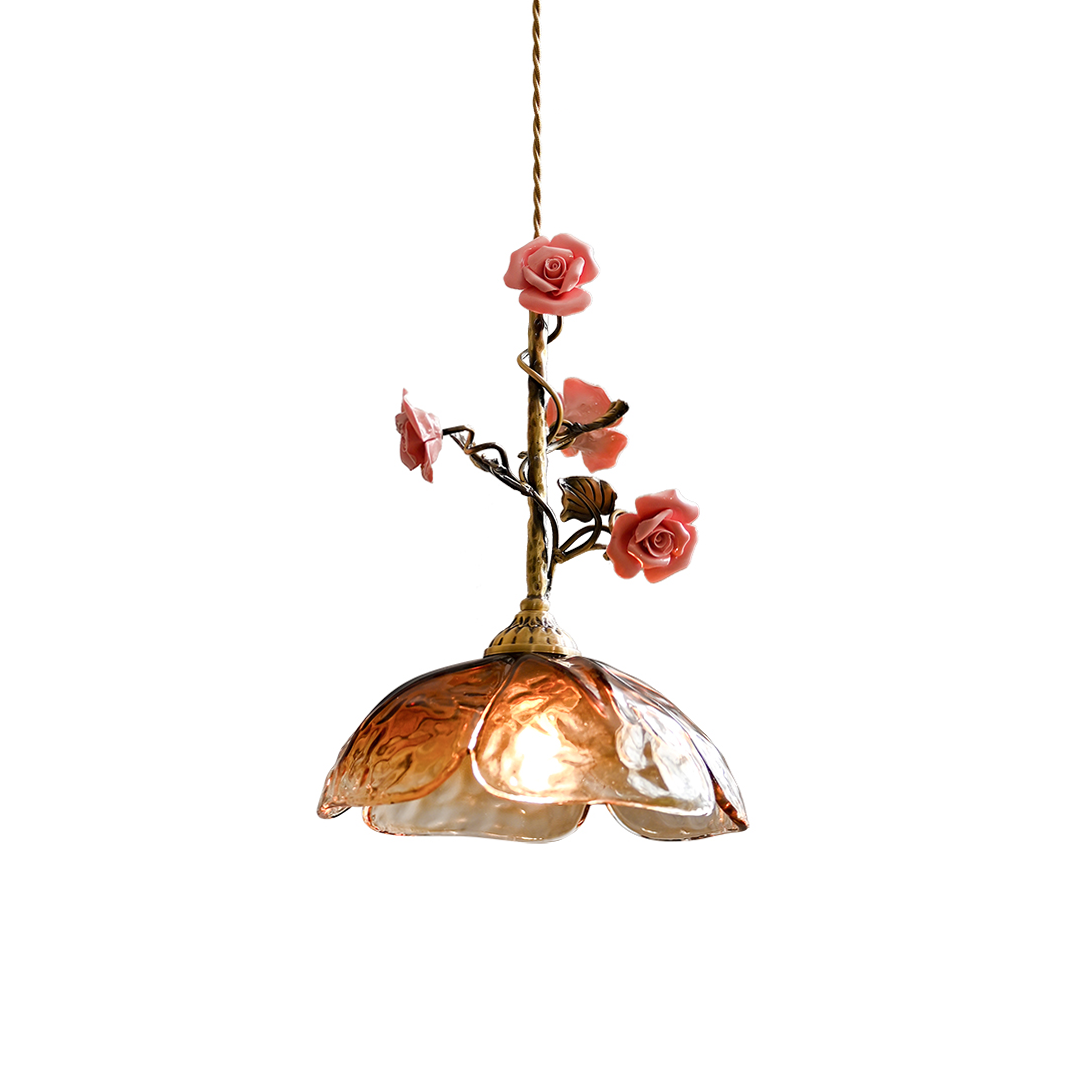 Heirloom Glass Rose Pendant Lamp