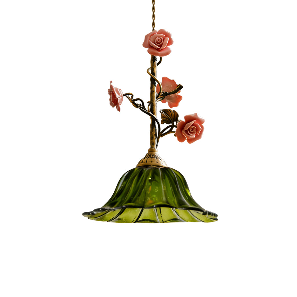 Heirloom Glass Rose Pendant Lamp