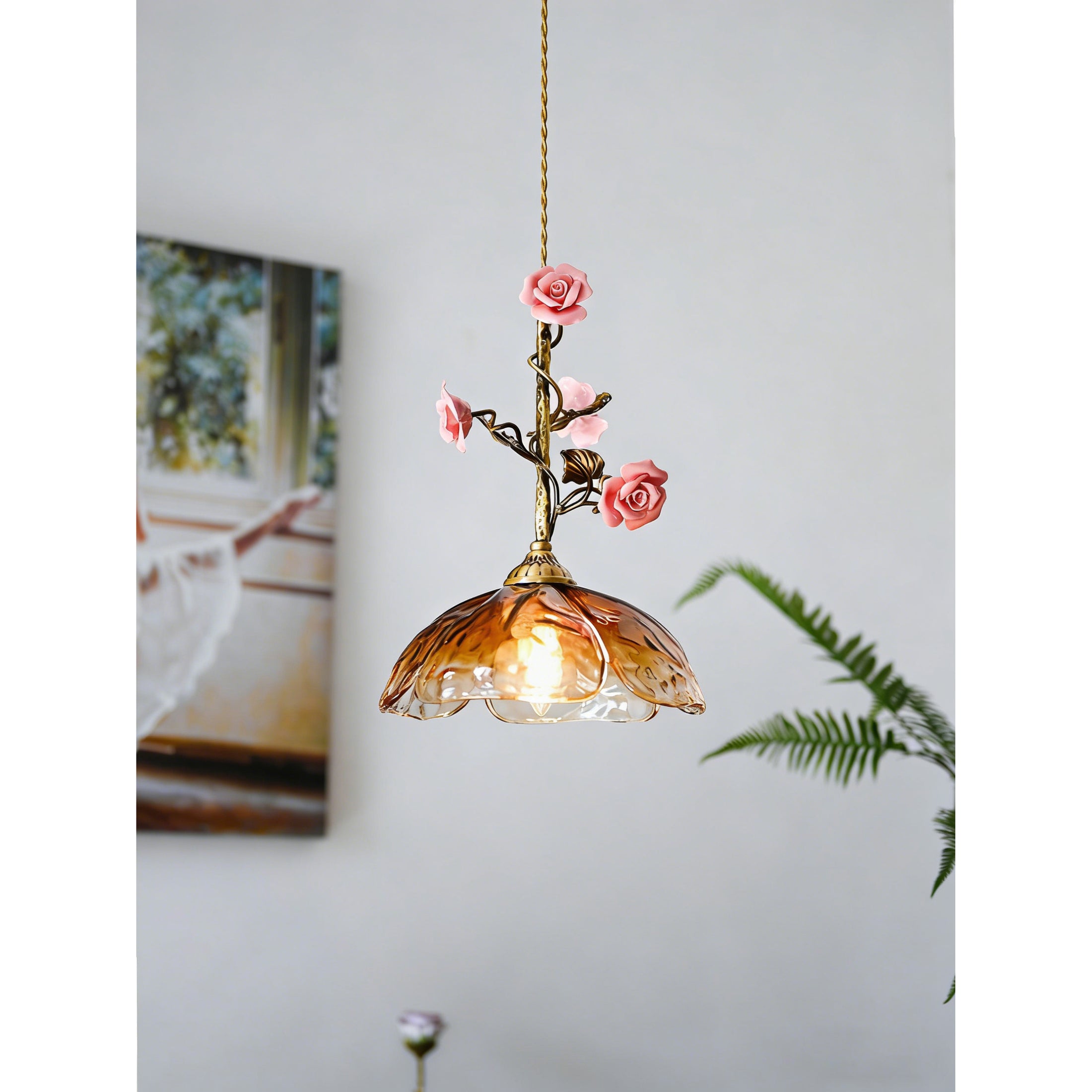 Heirloom Glass Rose Pendant Lamp