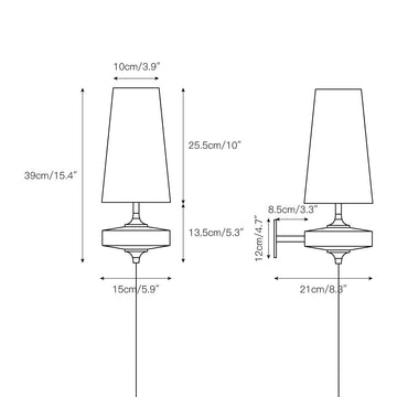 Hour Rho Plug-in Wall Lamp – detail 3 — Dimension drawings 1