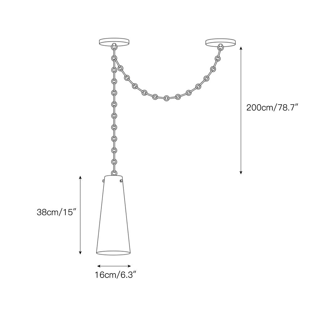 Industrial Cascade Chain Alabaster Chandelier