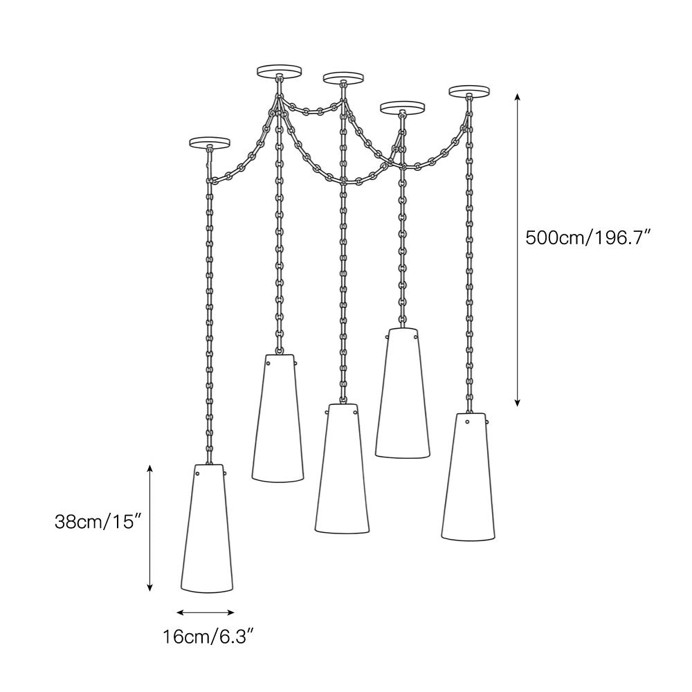 Industrial Cascade Chain Alabaster Chandelier