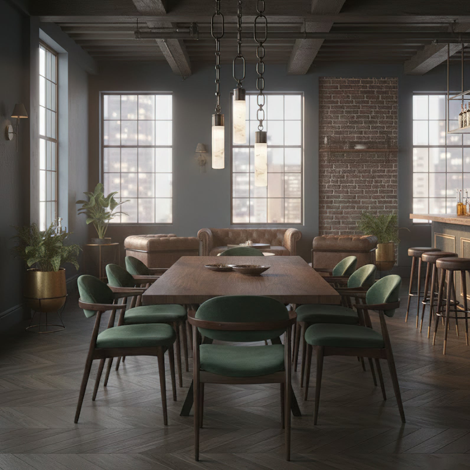 Chain Alabaster Chandelier