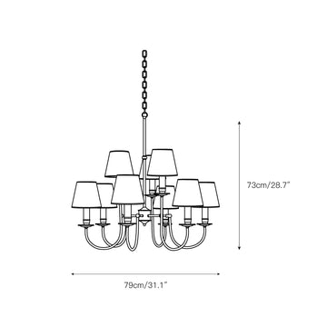 Jeremiah Vintage Brass Chandelier – detail 3 — Dimension drawings 1