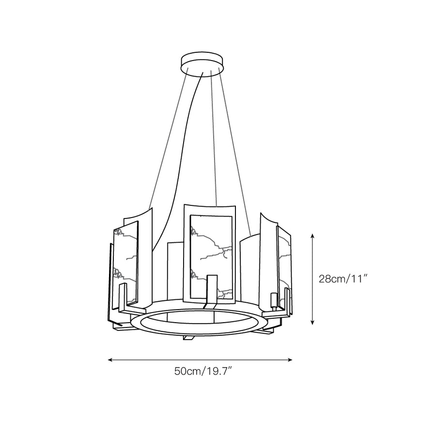 Jessie Alabaster Round Chandelier – detail 4 — Dimension drawings 1