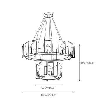 Jessie Alabaster Round Chandelier – detail 6 — Dimension drawings 3