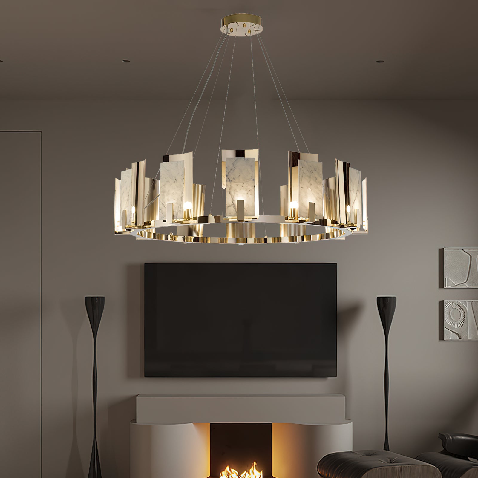 Jessie Alabaster Round Chandelier