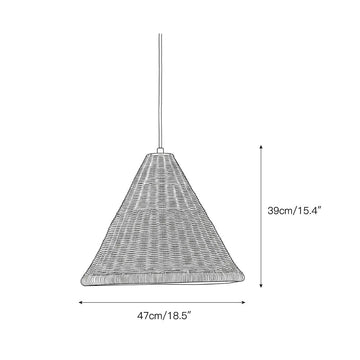 Kasbah Rattan Conical Pendant Lamp – detail 3 — Dimension drawings 1