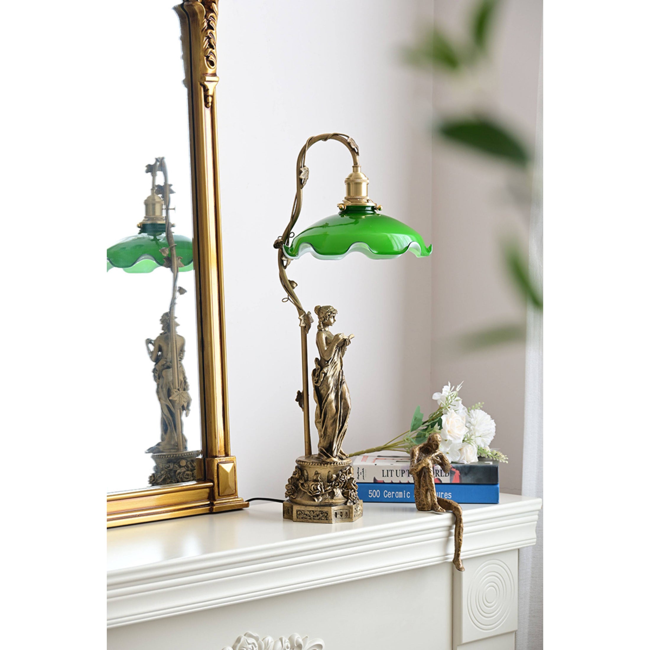 Lady Statue Glass Table Lamp