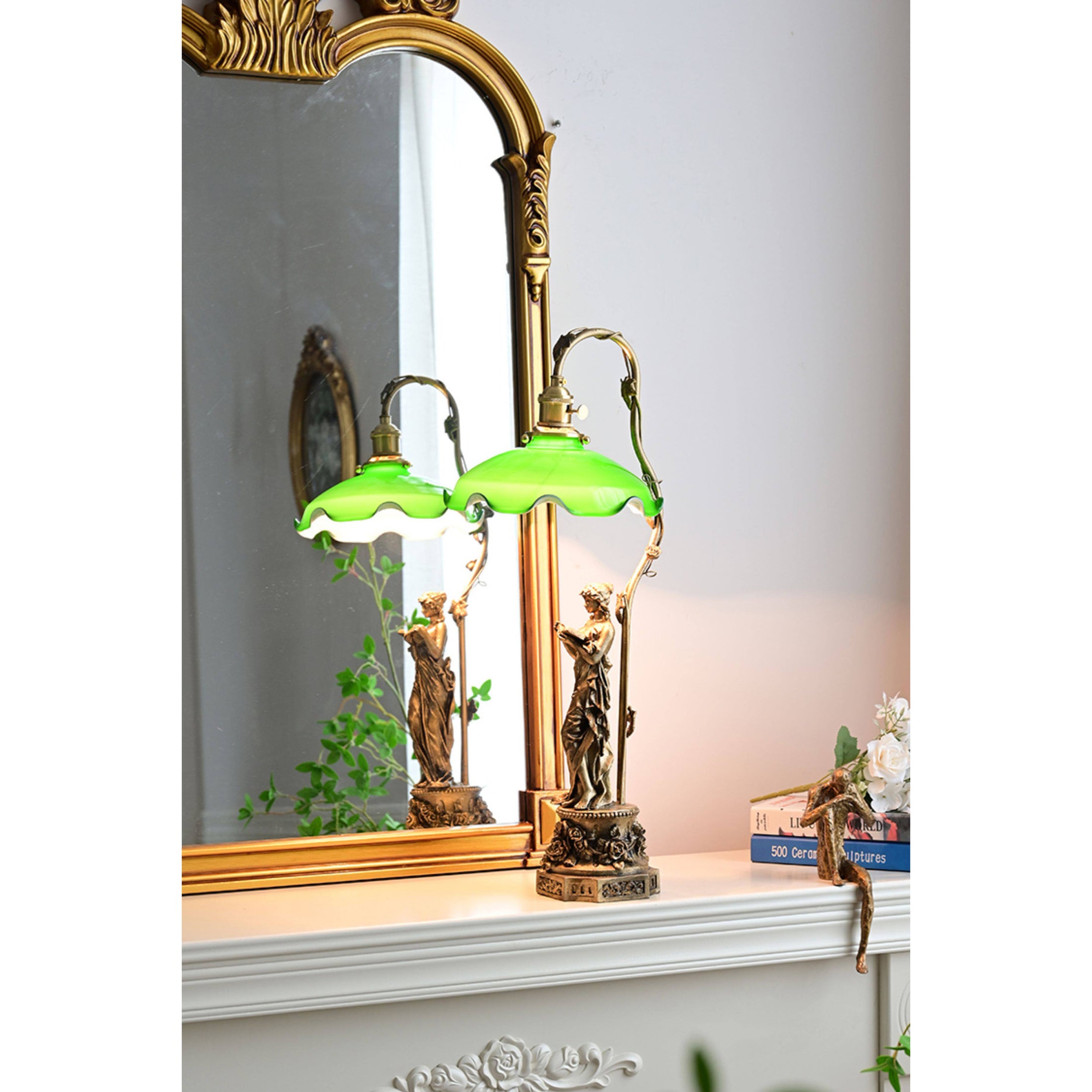 Lady Statue Glass Table Lamp