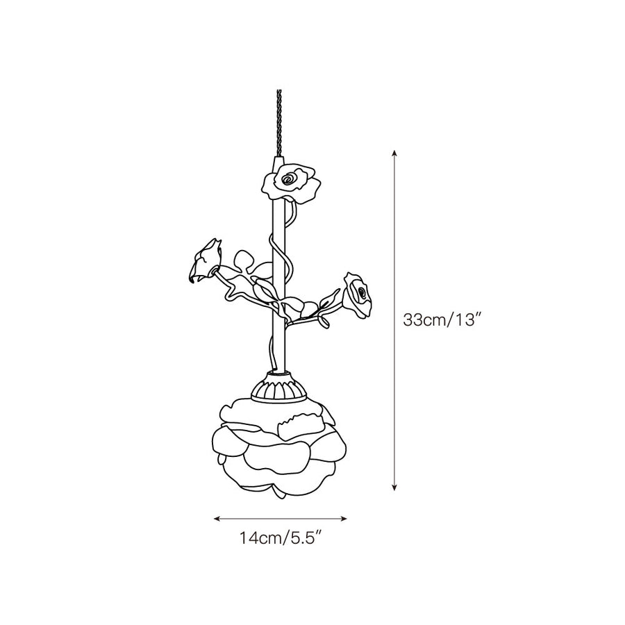 Lalique Rose Glass Pendant Lamp – detail 5 — Dimension drawings 3