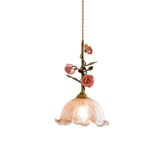 Lalique Rose Glass Pendant Lamp