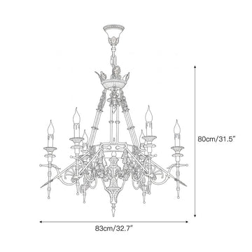 Leontine Brass Chandelier – detail 3 — Dimension drawings 1