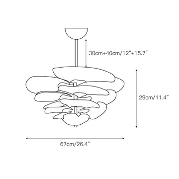 Lotus Leaf Layered Glass Chandelier – detail 3 — Dimension drawings 1
