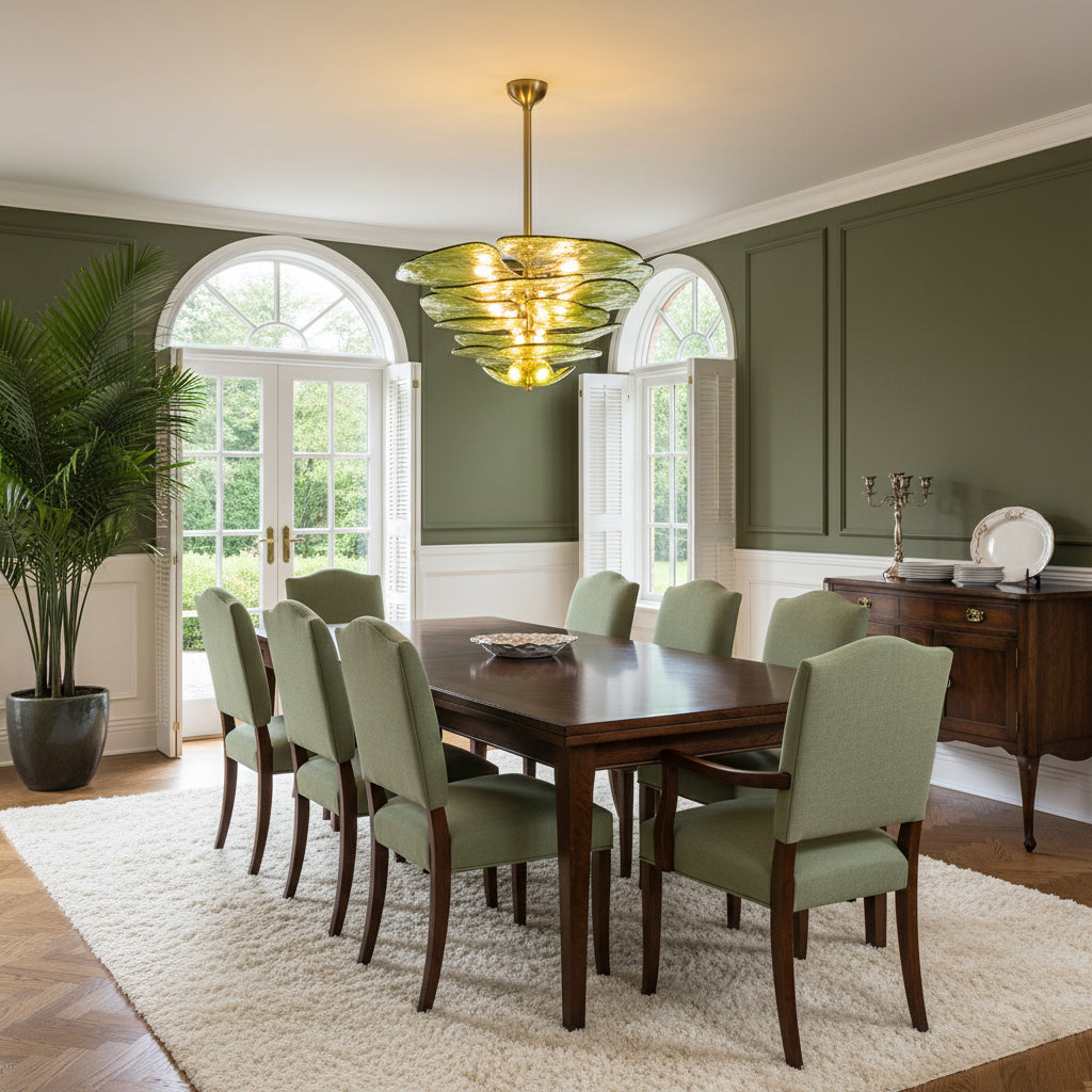 Lotus Leaf Layered Glass Chandelier