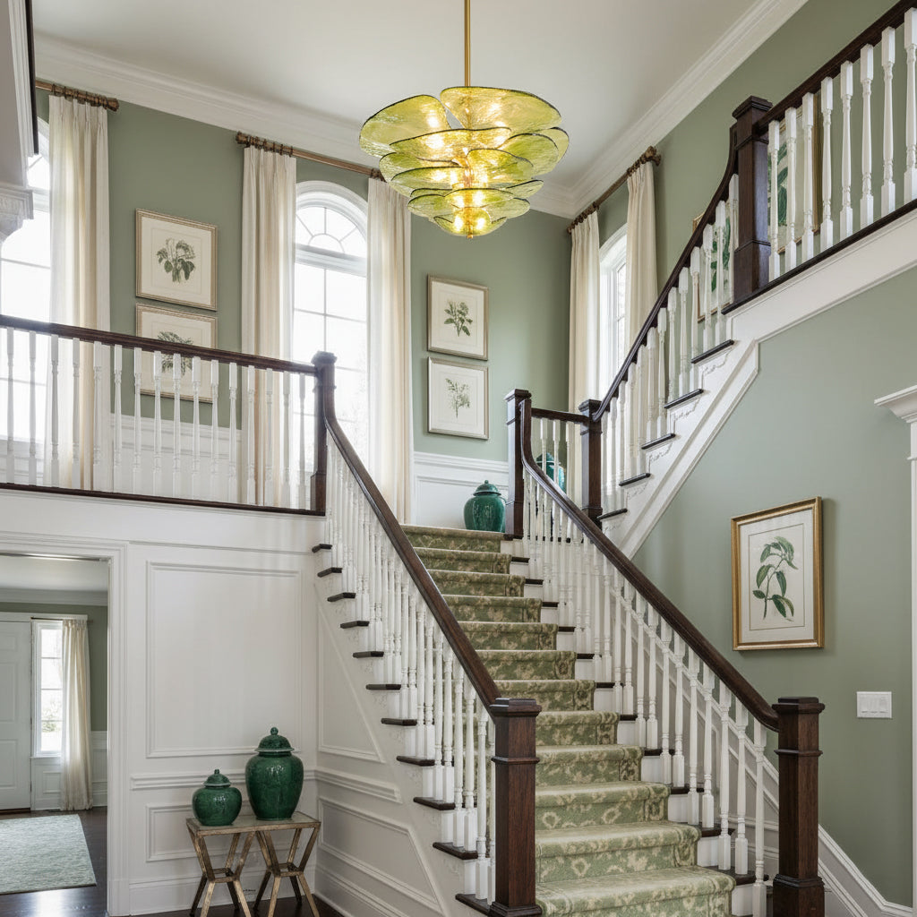 Lotus Leaf Layered Glass Chandelier