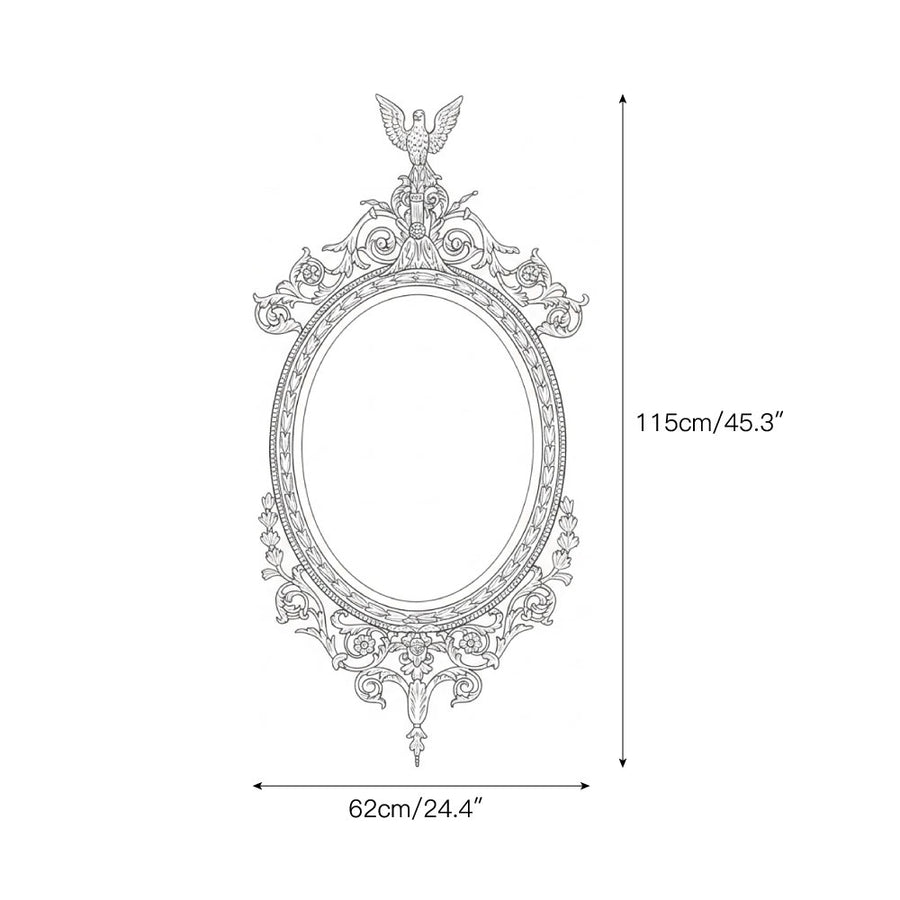 Louis Wood Flat Wall Mirror – detail 3 — Dimension drawings 1