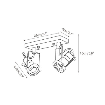 Lucide Industrial Multiple Ceiling Lamp – detail 3 — Dimension drawings 1