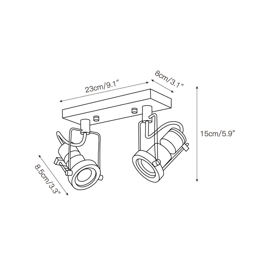 Lucide Industrial Multiple Ceiling Lamp – detail 3 — Dimension drawings 1