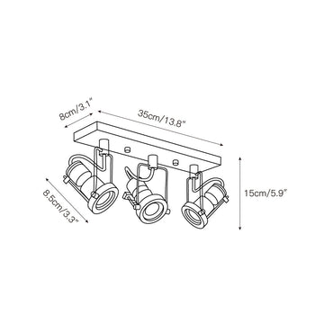 Lucide Industrial Multiple Ceiling Lamp – detail 4 — Dimension drawings 2