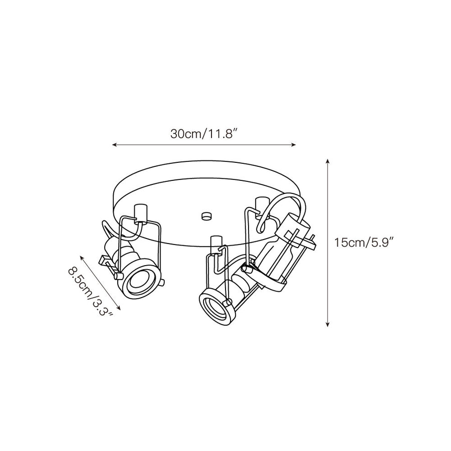 Lucide Industrial Multiple Ceiling Lamp – detail 5 — Dimension drawings 3
