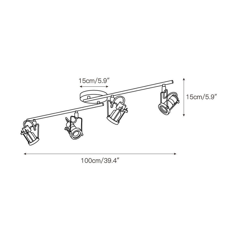 Lucide Industrial Track Ceiling Lamp – detail 3 — Dimension drawings 1