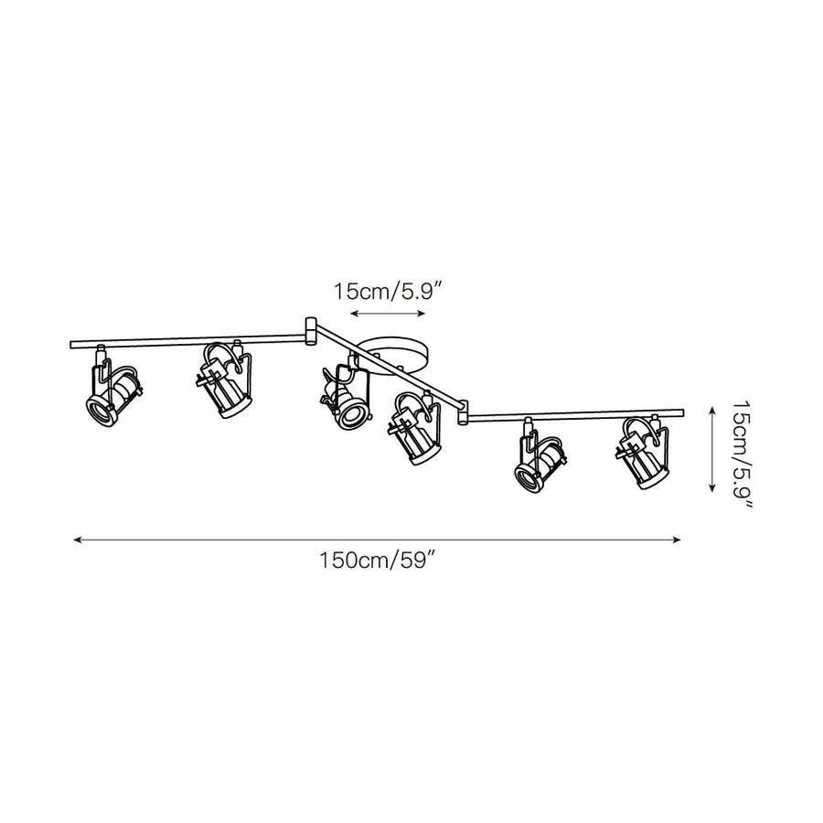 Lucide Industrial Track Ceiling Lamp – detail 4 — Dimension drawings 2
