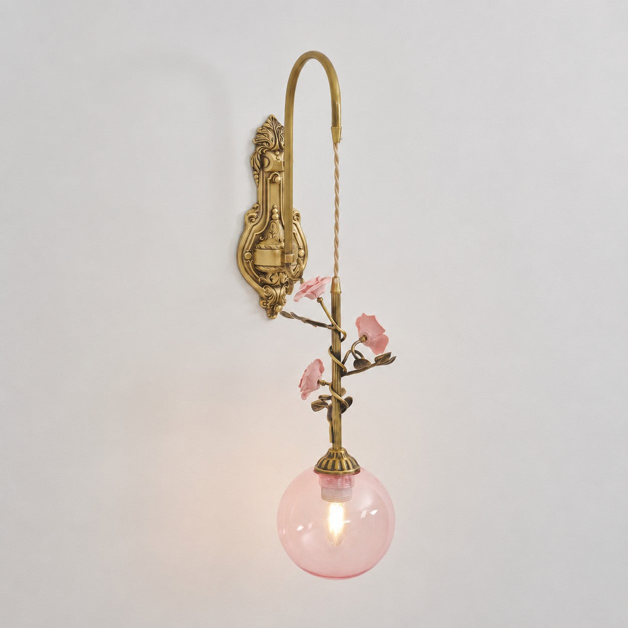 Evelyn Glass Rose Wall Sconce
