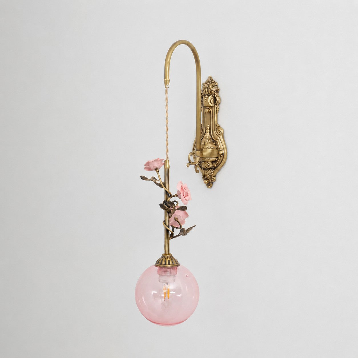 Evelyn Glass Rose Wall Sconce
