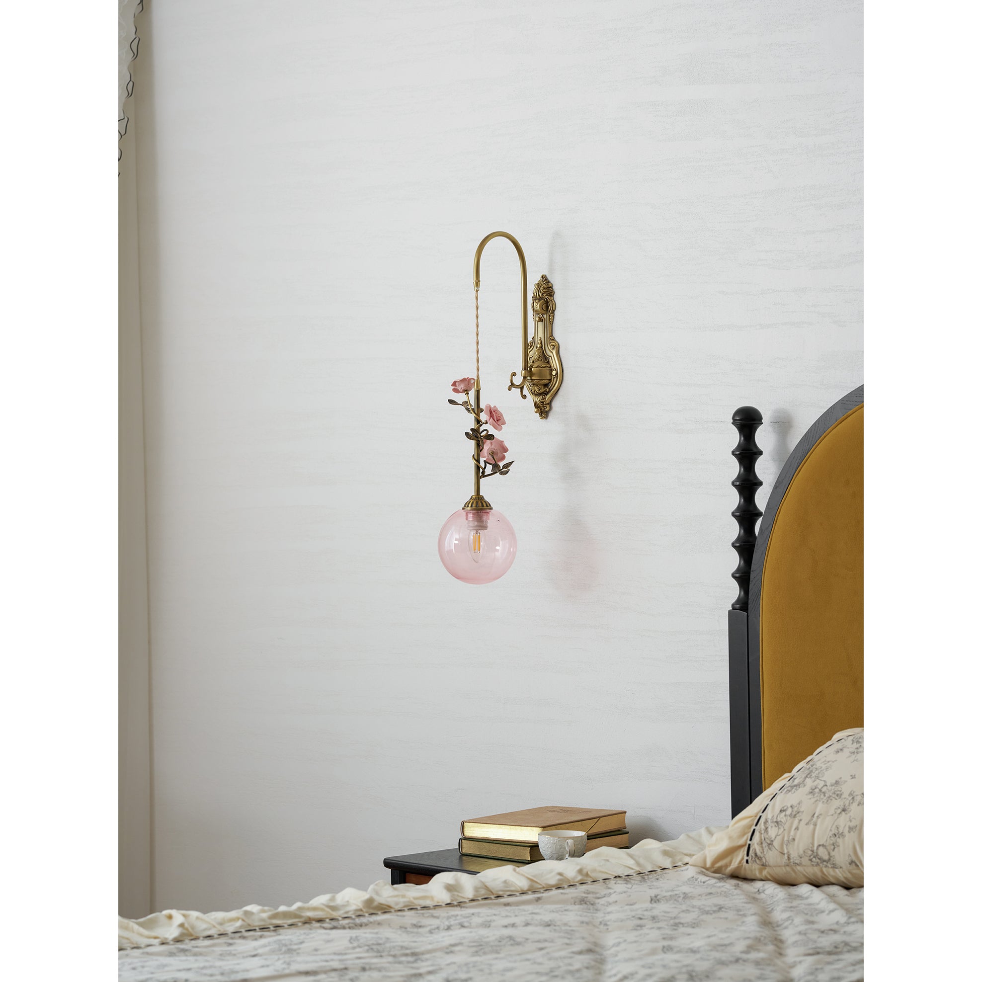 Evelyn Glass Rose Wall Sconce