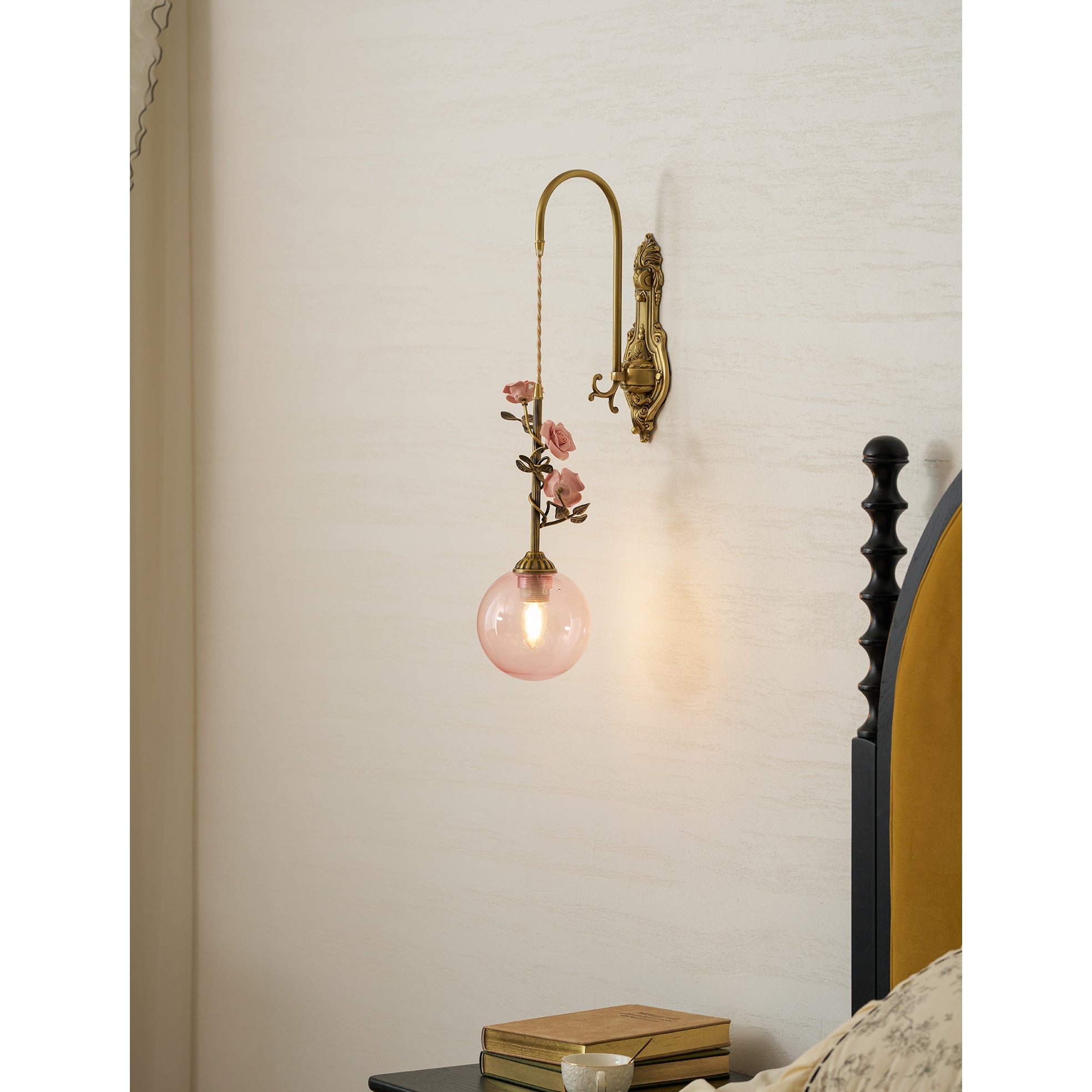 Evelyn Glass Rose Wall Sconce