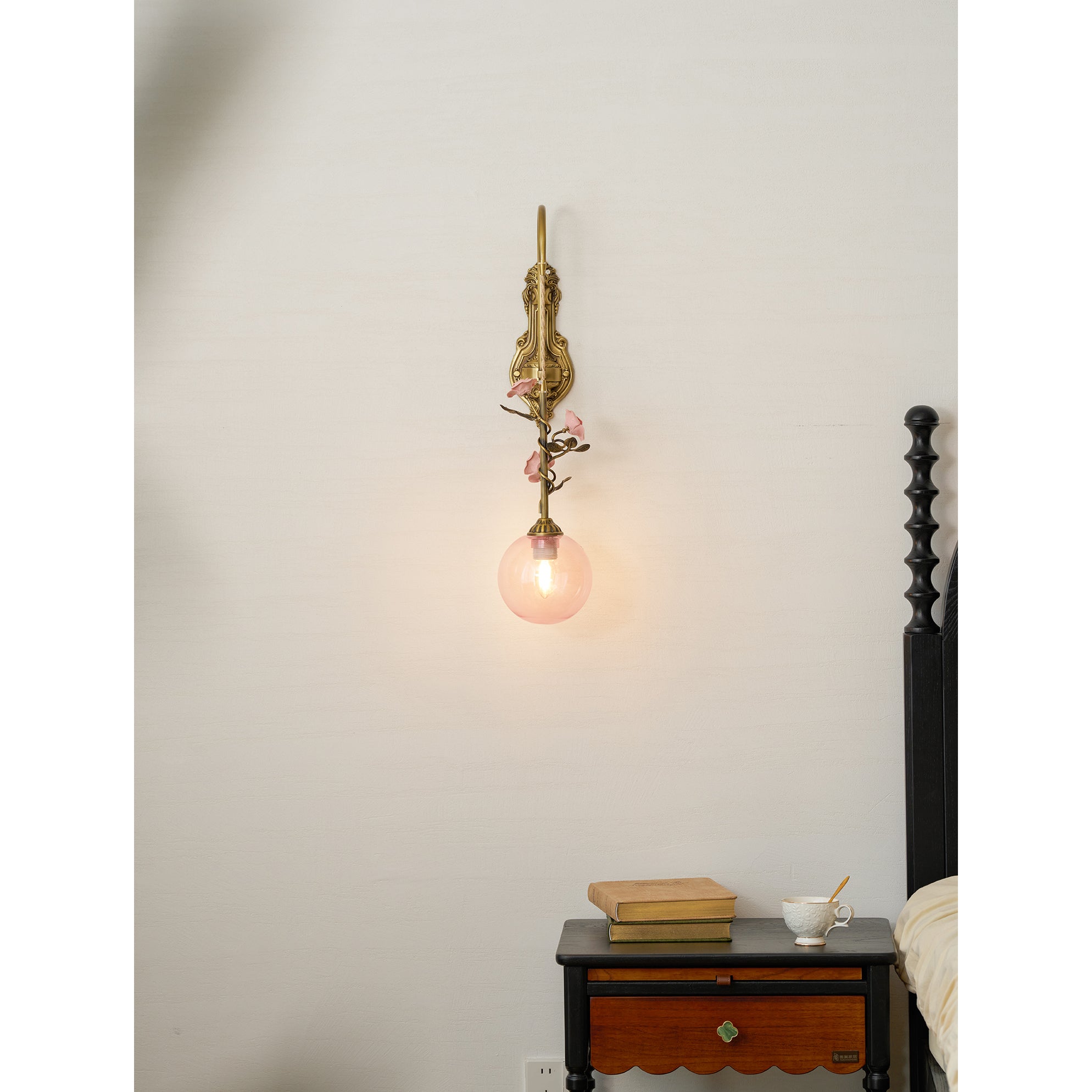 Evelyn Glass Rose Wall Sconce