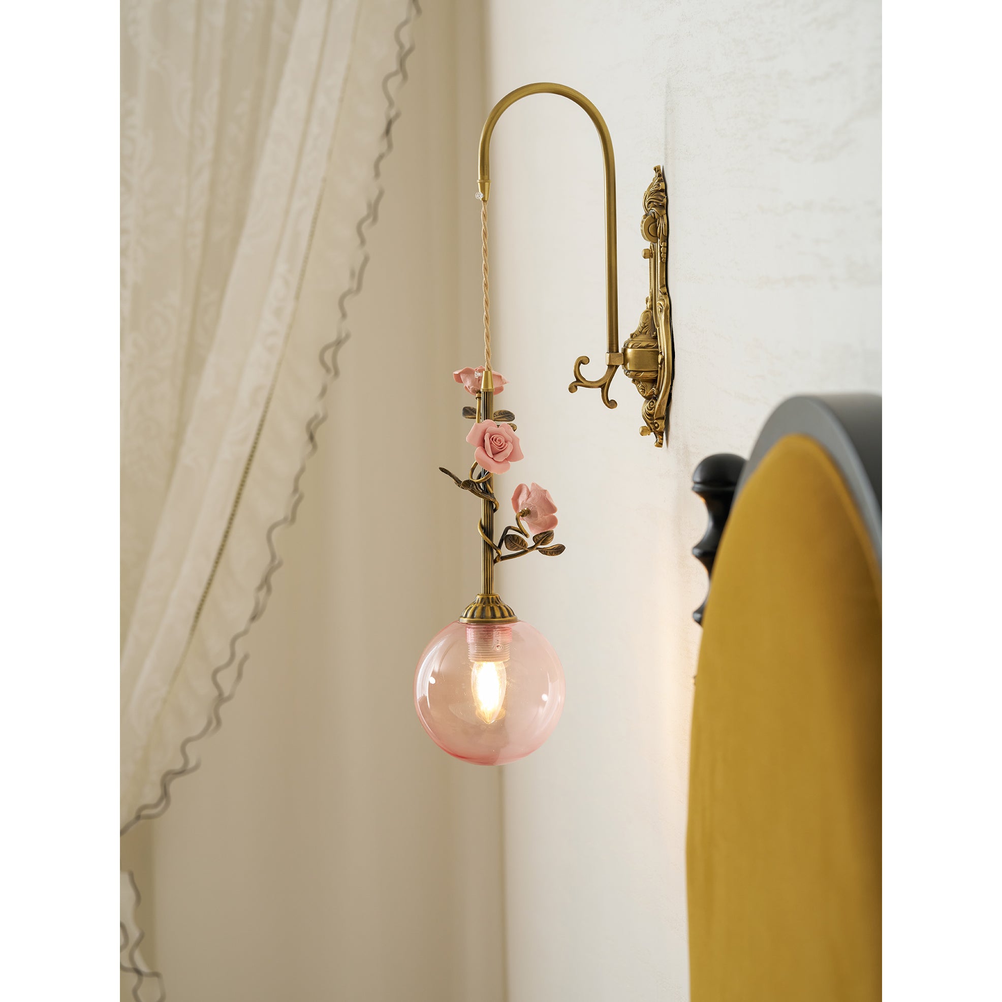 Evelyn Glass Rose Wall Sconce