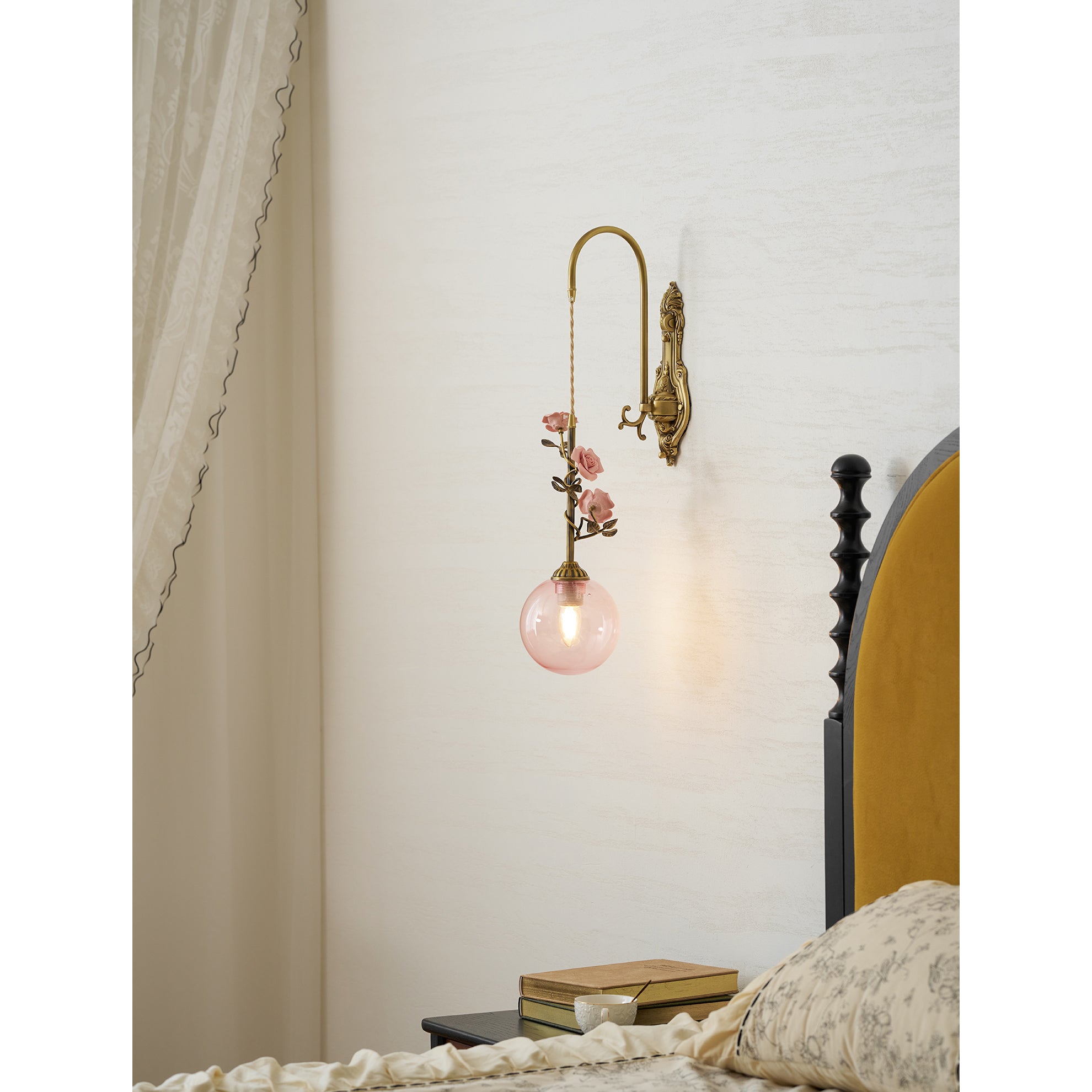 Evelyn Glass Rose Wall Sconce