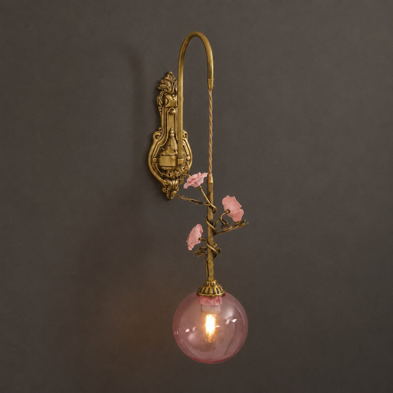 Evelyn Glass Rose Wall Sconce
