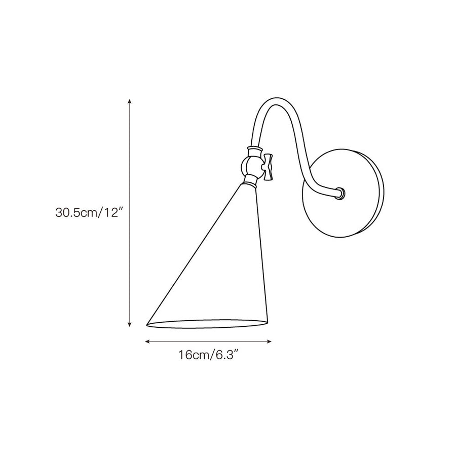 Trumpet Brass Wall Lamp – detail 3 — Dimension drawings 1
