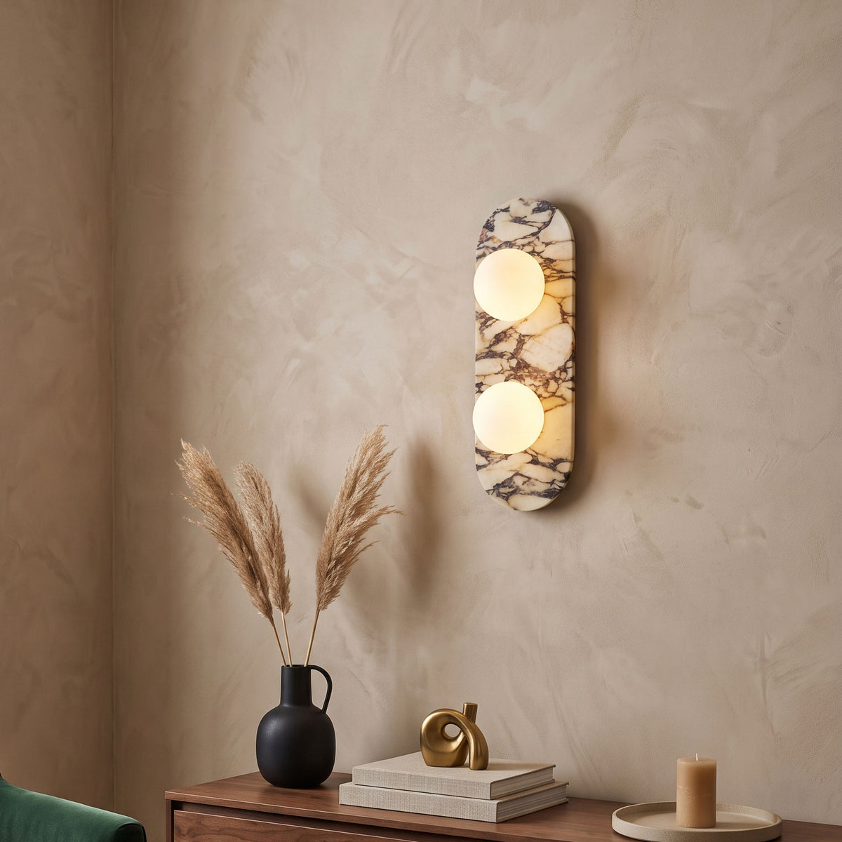 Marble Travertine Onyx Stone Collection Wall Lamp