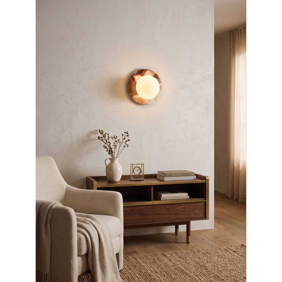 Marble Travertine Onyx Stone Collection Wall Lamp