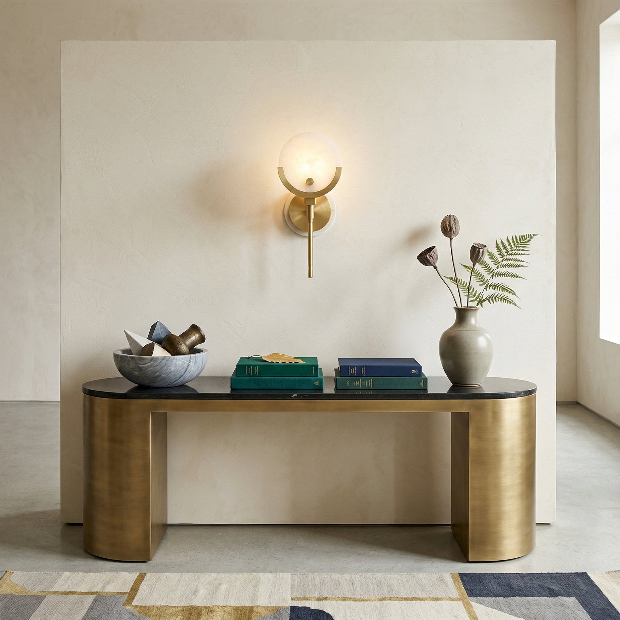 Ava Brass Alabaster Sconce