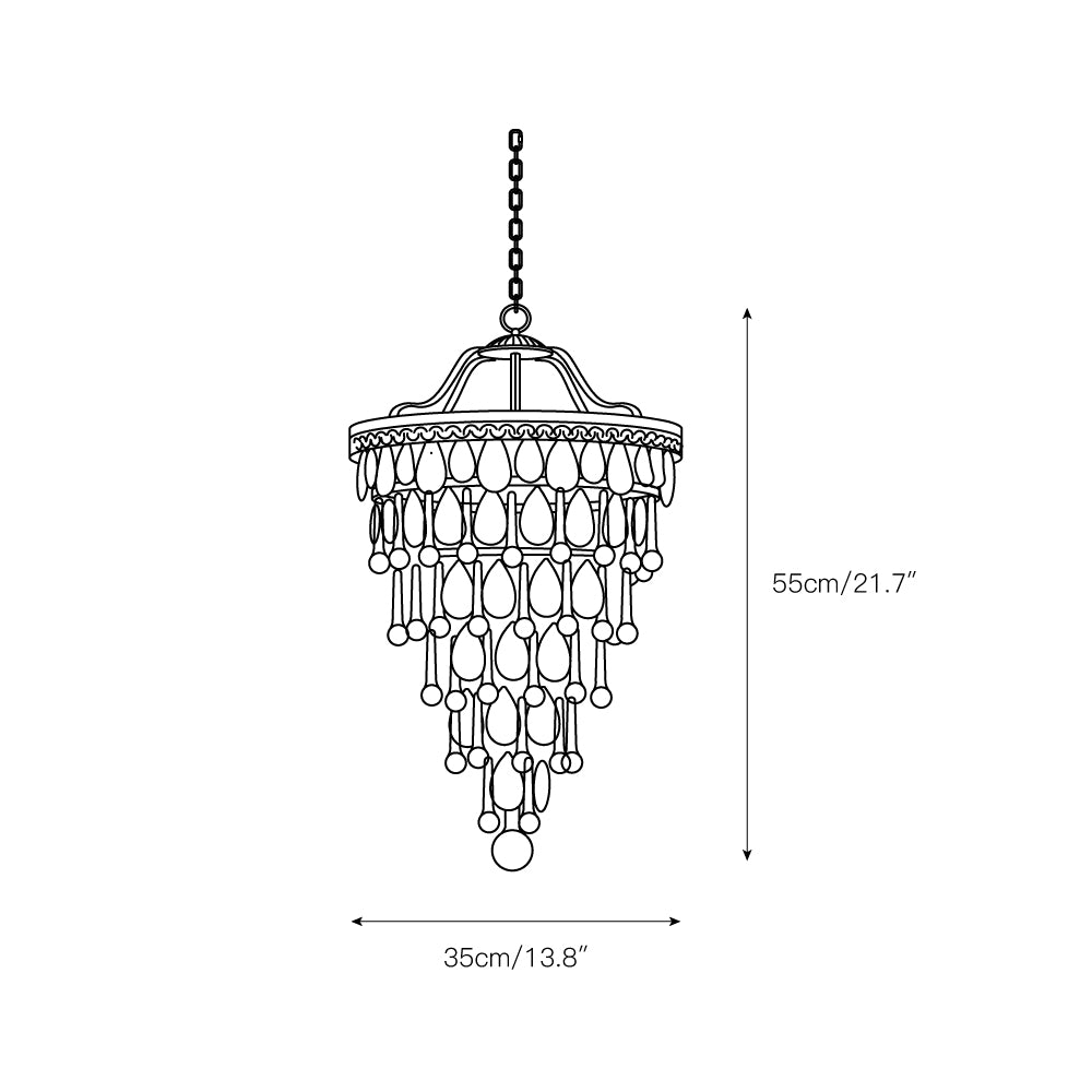 Lustre à pyramide inversée en cristal Martinee