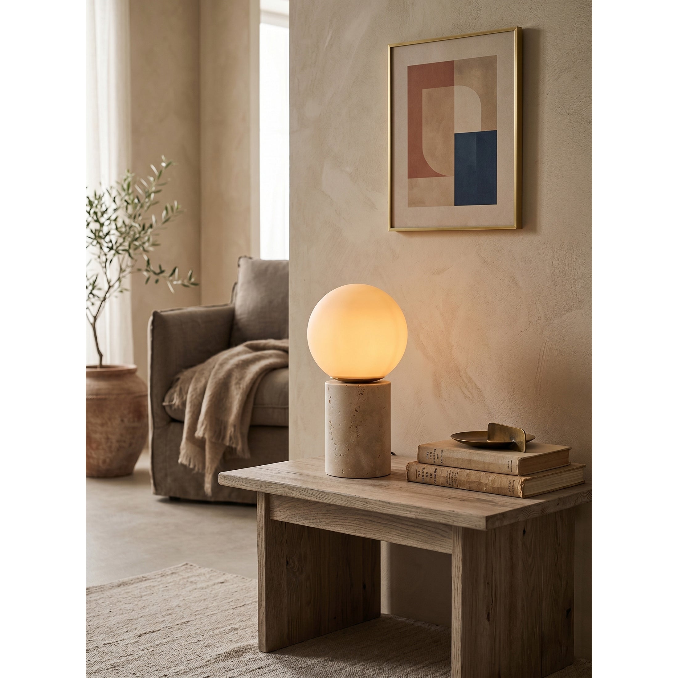 Maxax Deeluxe Travertine Table Lamp