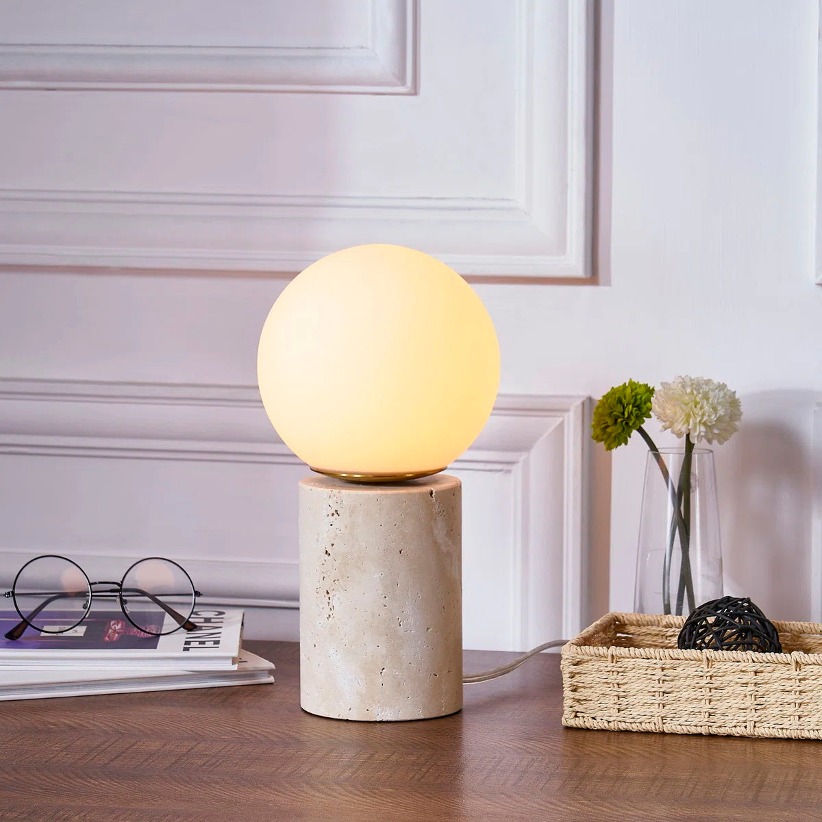 Maxax Deeluxe Travertine Table Lamp