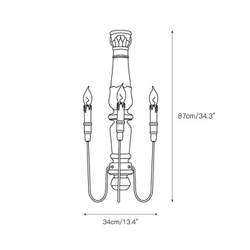 Medway Wood Candle Wall Lamp – detail 3 — Dimension drawings 1