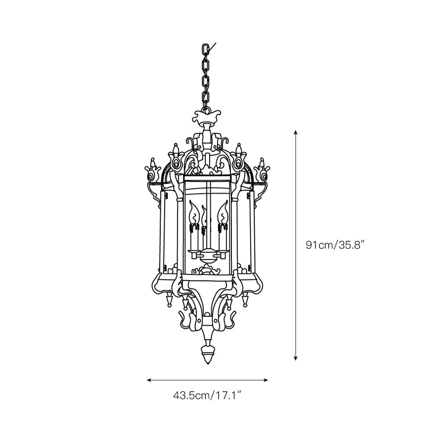 Metropolitan Lantern Chandelier – detail 3 — Dimension drawings 1