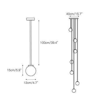 Mezzo Cluster Chandelier – detail 3 — Dimension drawings 1