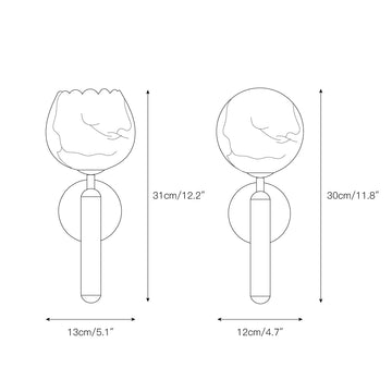 Mian Alabaster Wall Lamp – detail 3 — Dimension drawings 1