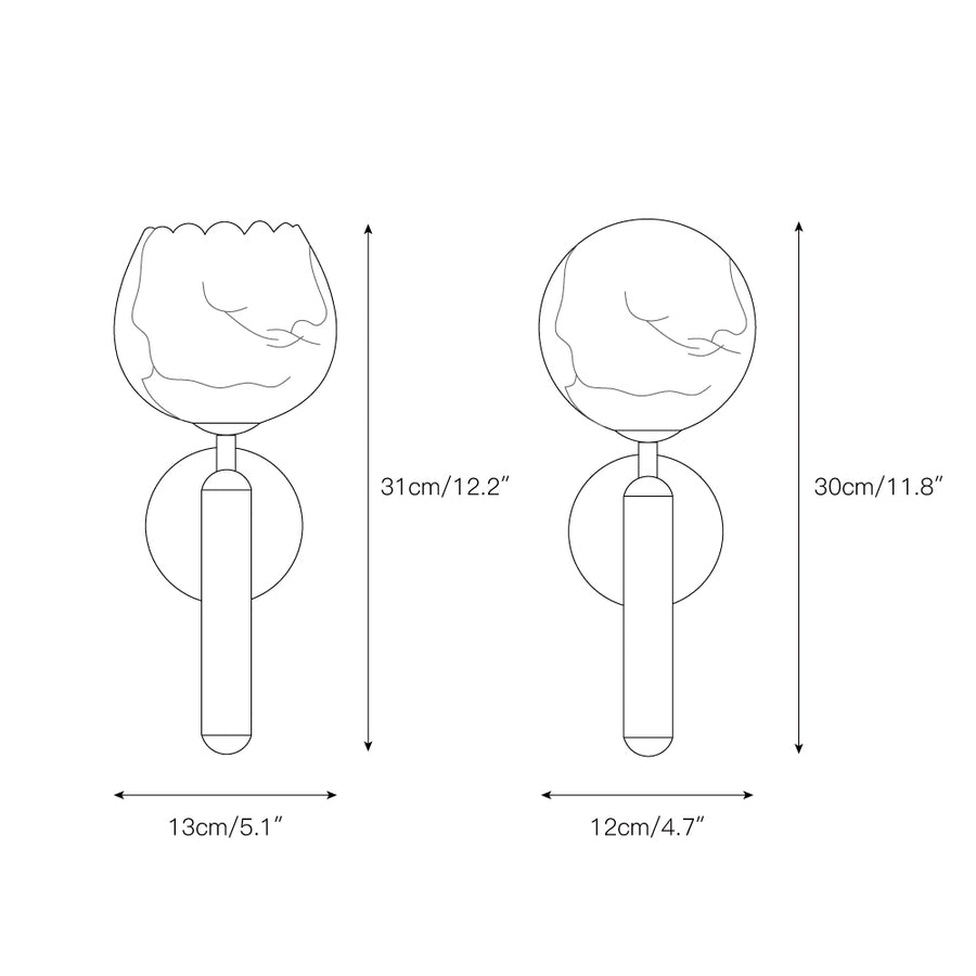 Mian Alabaster Wall Lamp – detail 3 — Dimension drawings 1