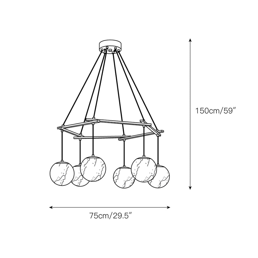 Miira Alabaster Chandelier – detail 4 — Dimension drawings 2